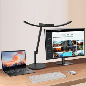 FDDL06 Base-Mounted Wide Curved LED Desk Lamp with Ambient Light Sensor and Adjustable Arm- FunderLED