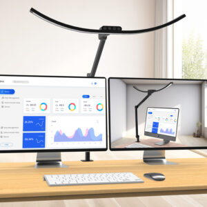 FDDL08 Double-Curved Clamp-On LED Desk Lamp for Wide Multi-Monitor Workspaces- FunderLED