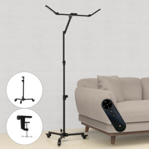 FDFL01 Mobile Detachable LED Floor Lamp with Rolling Base, Telescopic Pole and Dual Adjustable Heads-FunderLED